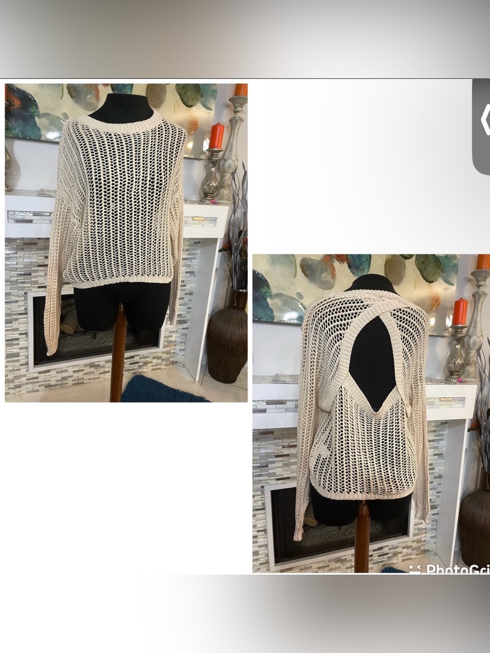 Nameless Open-Knit Cream Sweater with Back Cutout size S